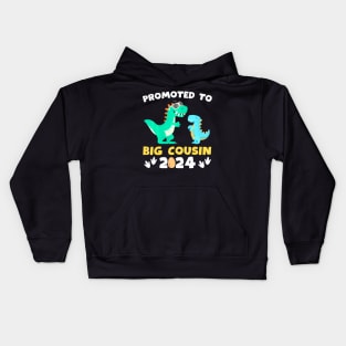 Promoted To Big Cousin 2024 Dinosaur T-Rex Pregnancy Kids Hoodie